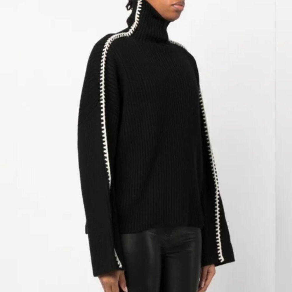 Rag & Bone Ingrid Oversize Rib Wool Funnel Neck Sweater